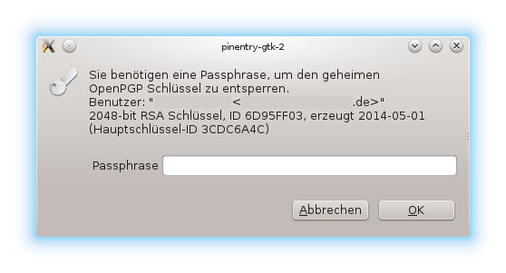 Screenshot von 
    Pinentry