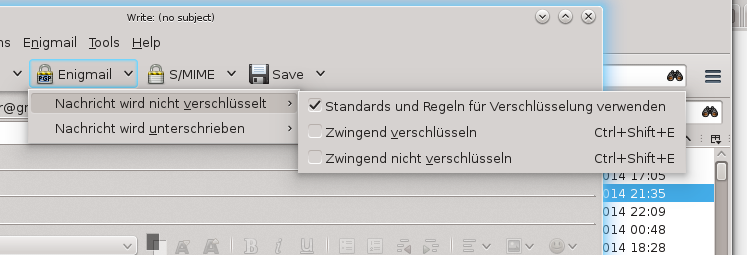 Screenshot des 
    Menüs